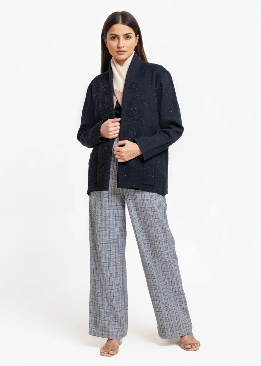 Black-V-Cardigan Full Sleeves Sweater (25Y-065-67)