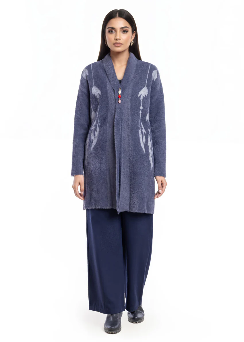 Charcoal-Front Open Full Sleeves Cardigan Sweater (25Y-115-67)