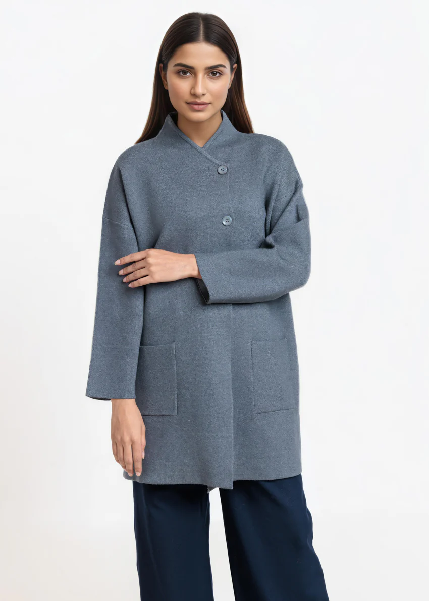 Charcoal-Full Sleeves Cardigan Sweater (25Y-119-67)