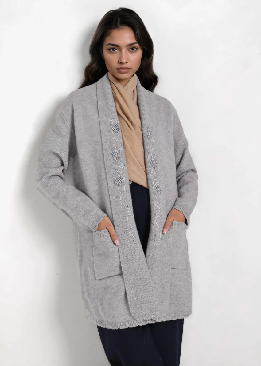 L-Grey-Cardigan Full Sleeves Sweater (25Y-127-67)