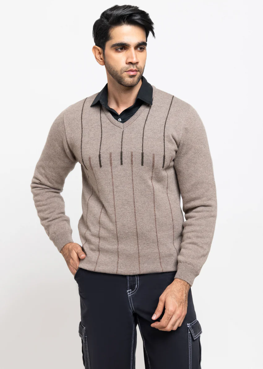 Moon Rock-V-Neck Full Sleeves Sweater (523-14)