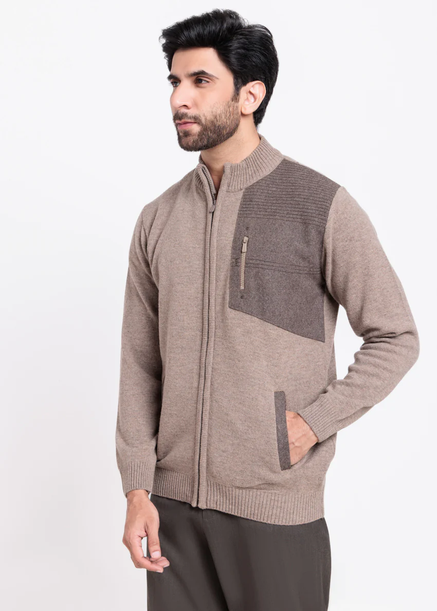 Ng-Beige-Turtle Neck Zipper Full Sleeves Sweater (917-14)