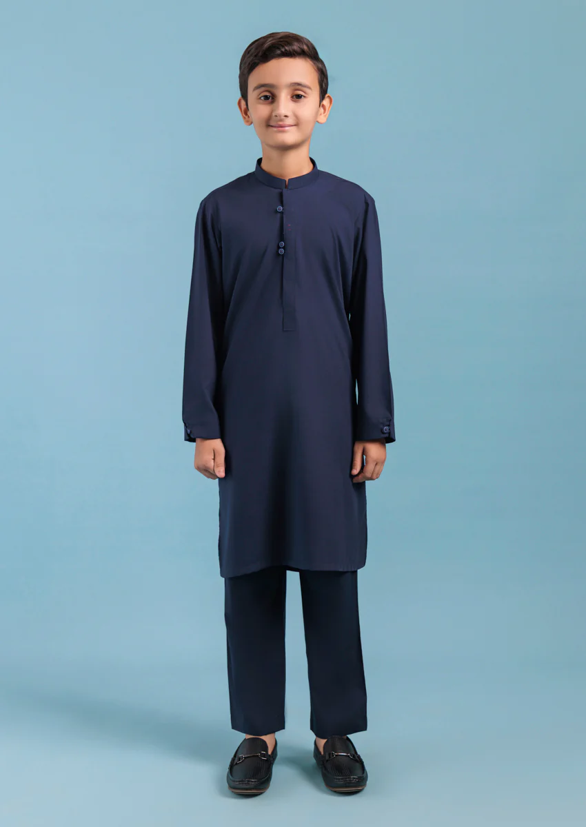 Navy Blue-Blended-Kurta Trouser - (B25KP2010)
