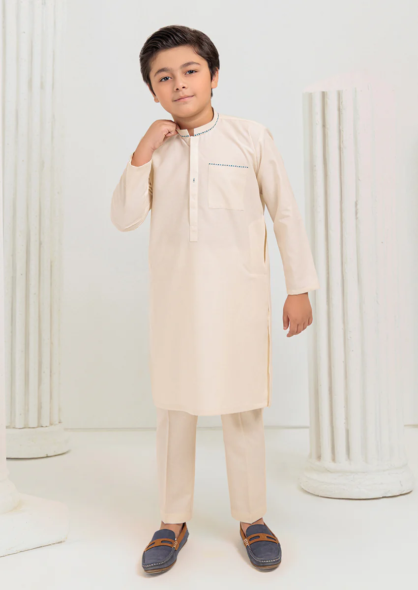 Cream-Blended-Kurta Trouser - (B25KP2031)