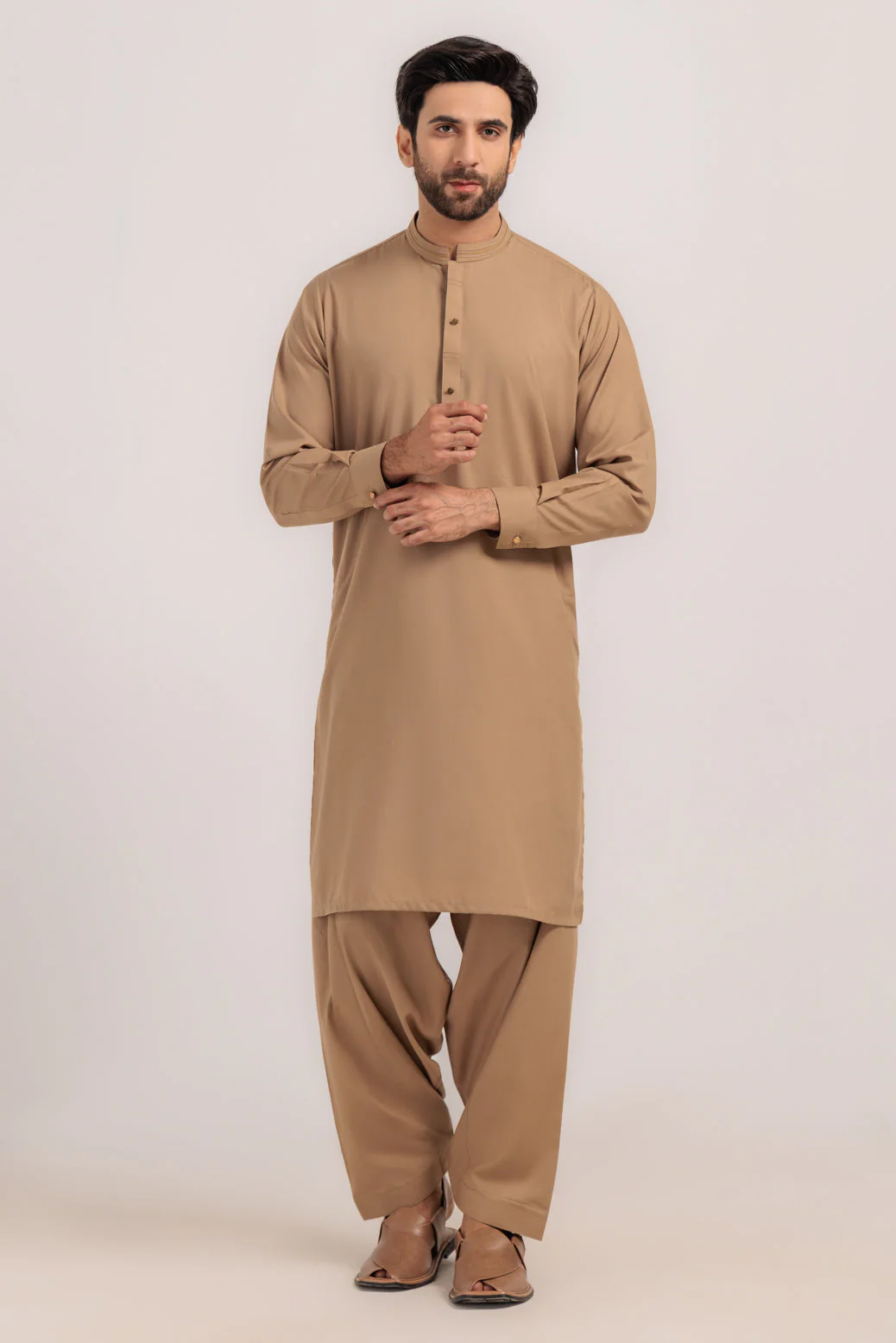 BEIGE-BLENDED-KURTA SHALWAR - (KSRW24-030)