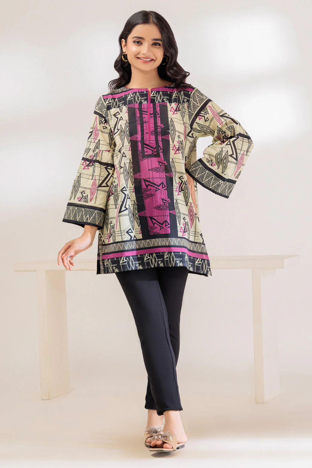 BEIGE-LAWN-1 PIECE (BRAK231P09)