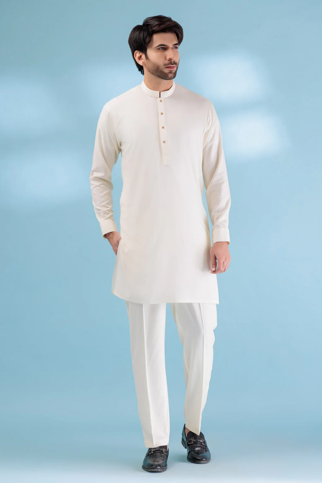 CREAM-BLENDED-KURTA SHALWAR - (KSW23-019)