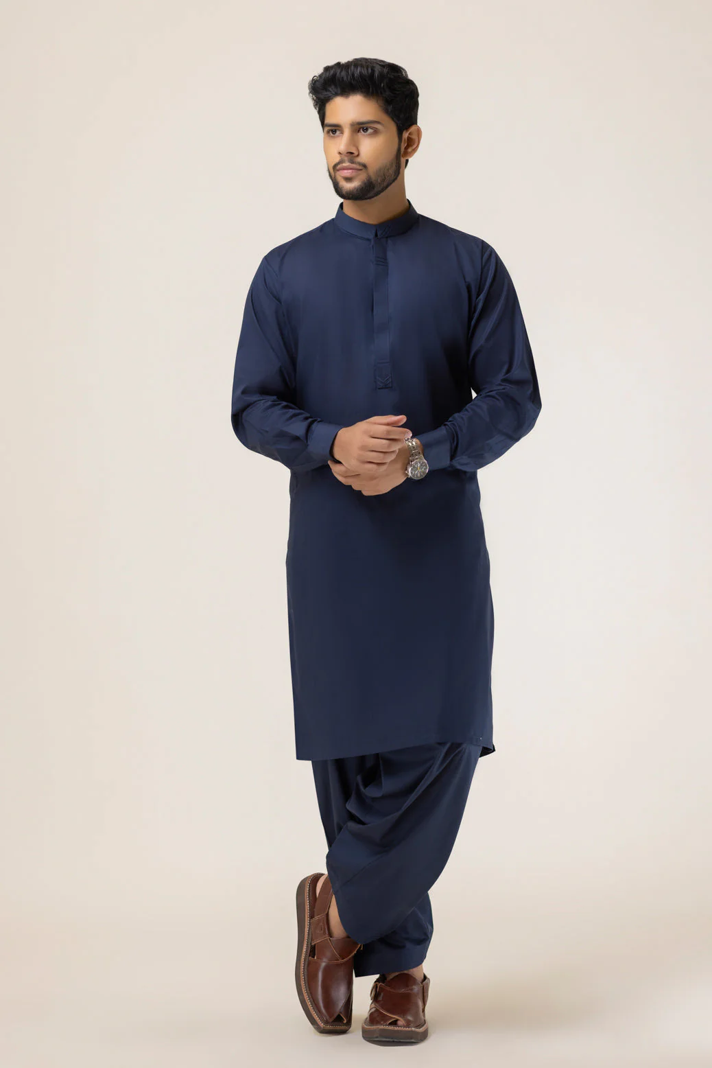 D-NAVY-BLENDED-KURTA SHALWAR - (KSRS23-098)