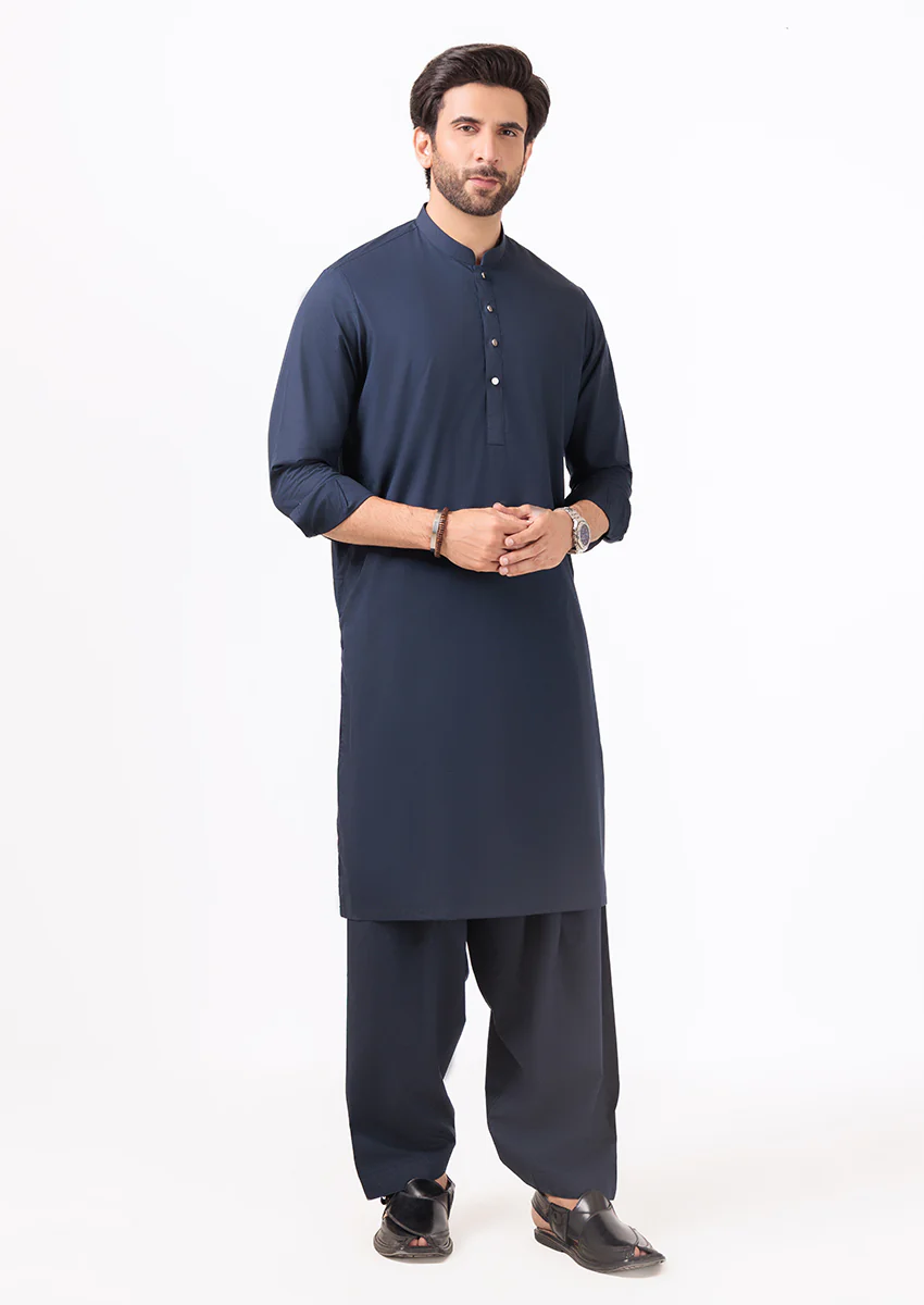 N-Blue-Cotton-Kurta Shalwar - (M25KSS1009)