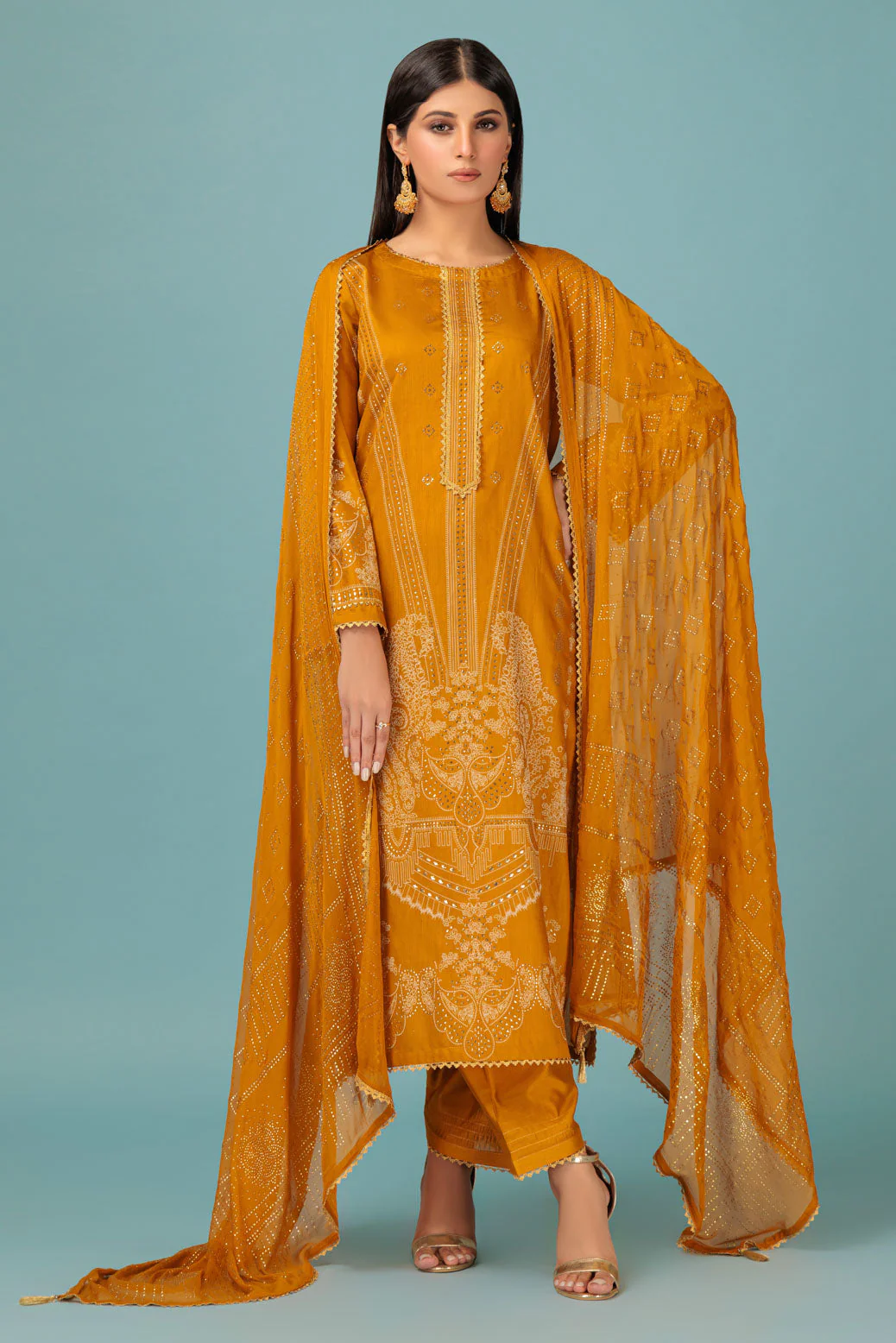 MUSTARD-VISCOSE-3 PIECE (BSHS233P05)