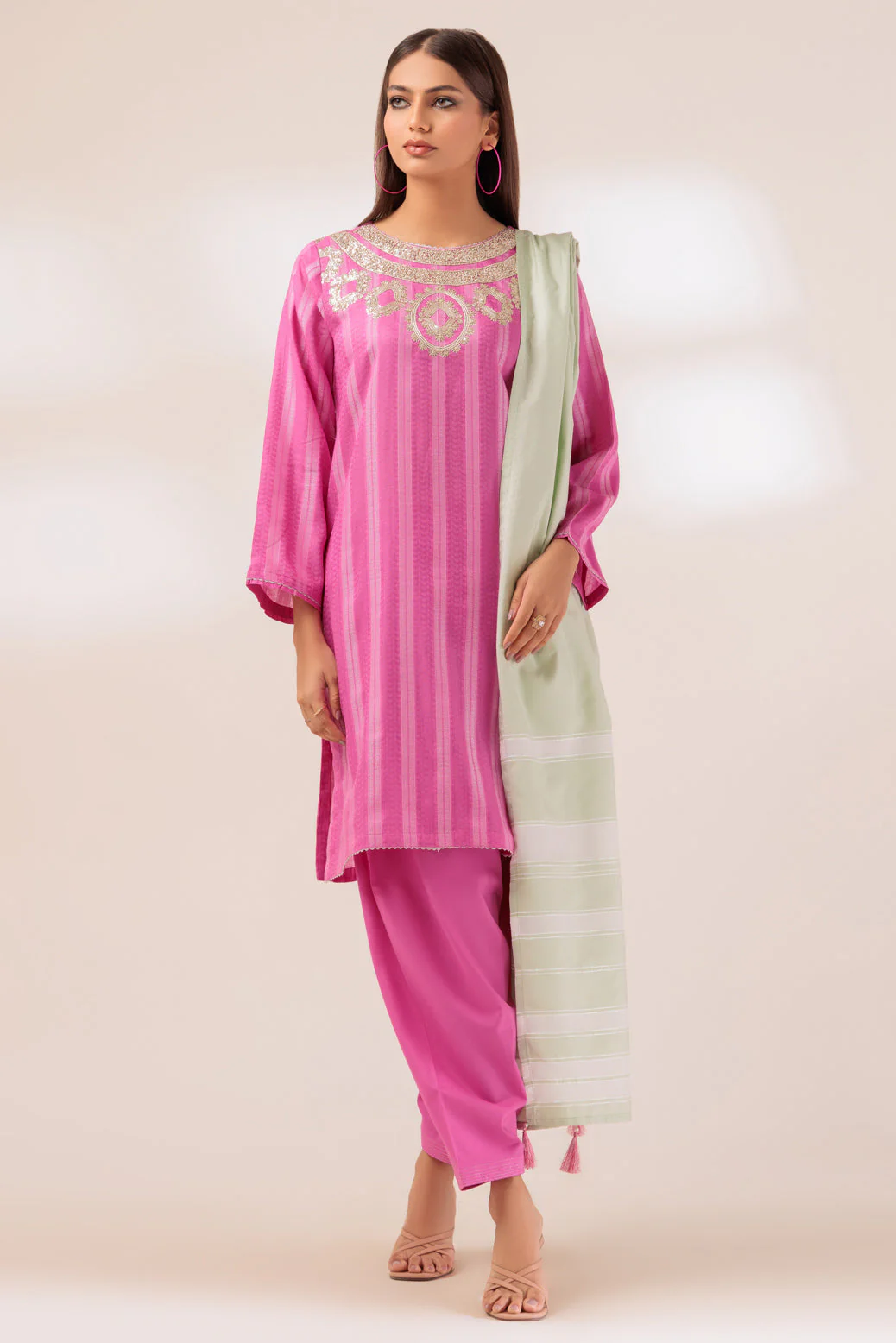 PINK-DYED DOBBY-3 PIECE (PWS5233P03)