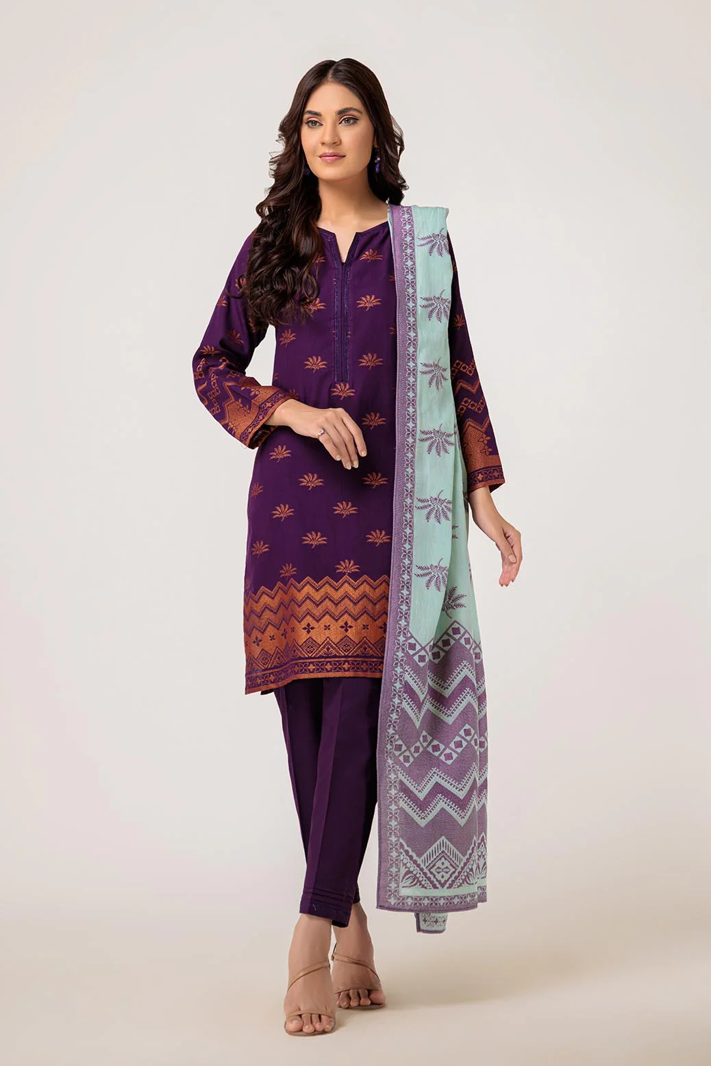 PURPLE-JACQUARD-3 PIECE (ABN233P23)