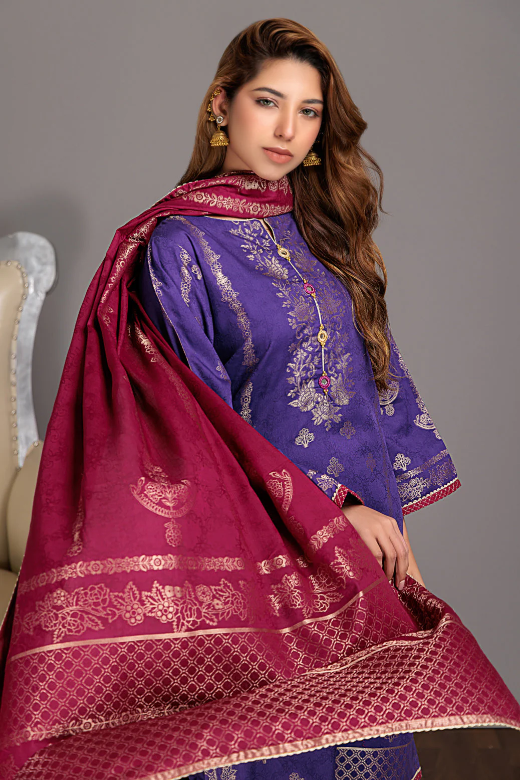 PURPLE-JACQUARD-3 PIECE (JSS233P13)