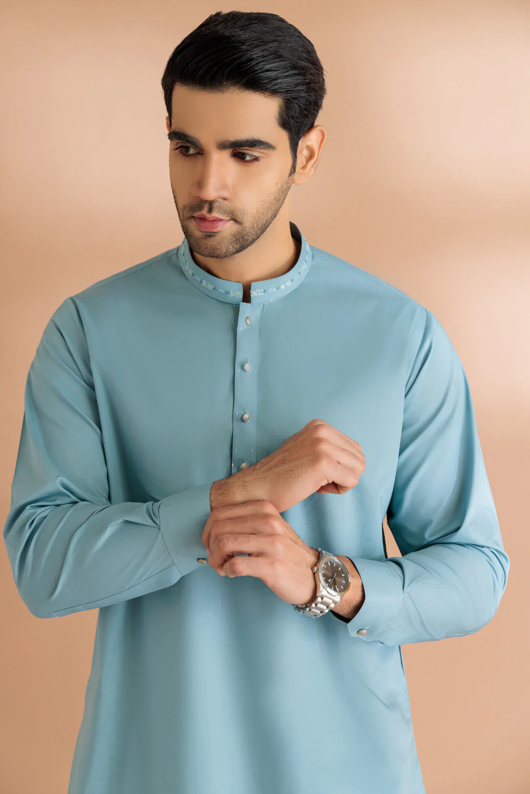 SLATE-BLENDED-KURTA SHALWAR - (KSRS24-019)