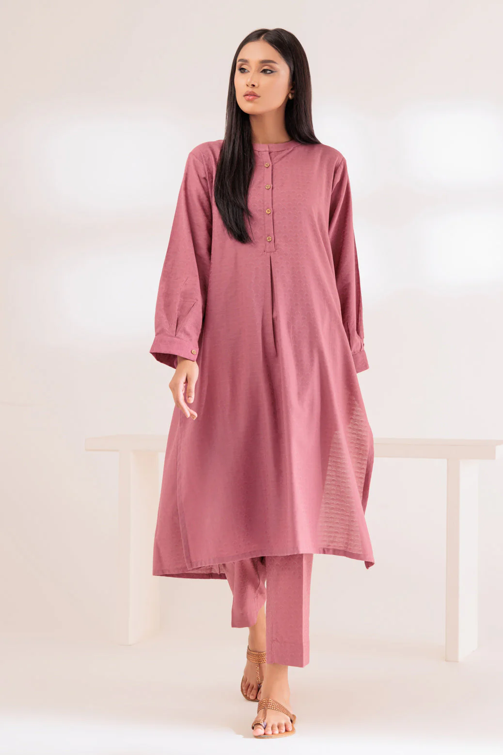 T-PINK-JACQAURD-2 PIECE (BSSS232P09)