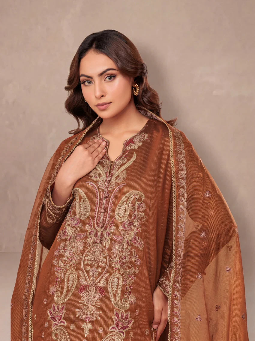 Rust-Fancy-Zari-3 Piece (WP3PSLW25L11D6) - Image 4