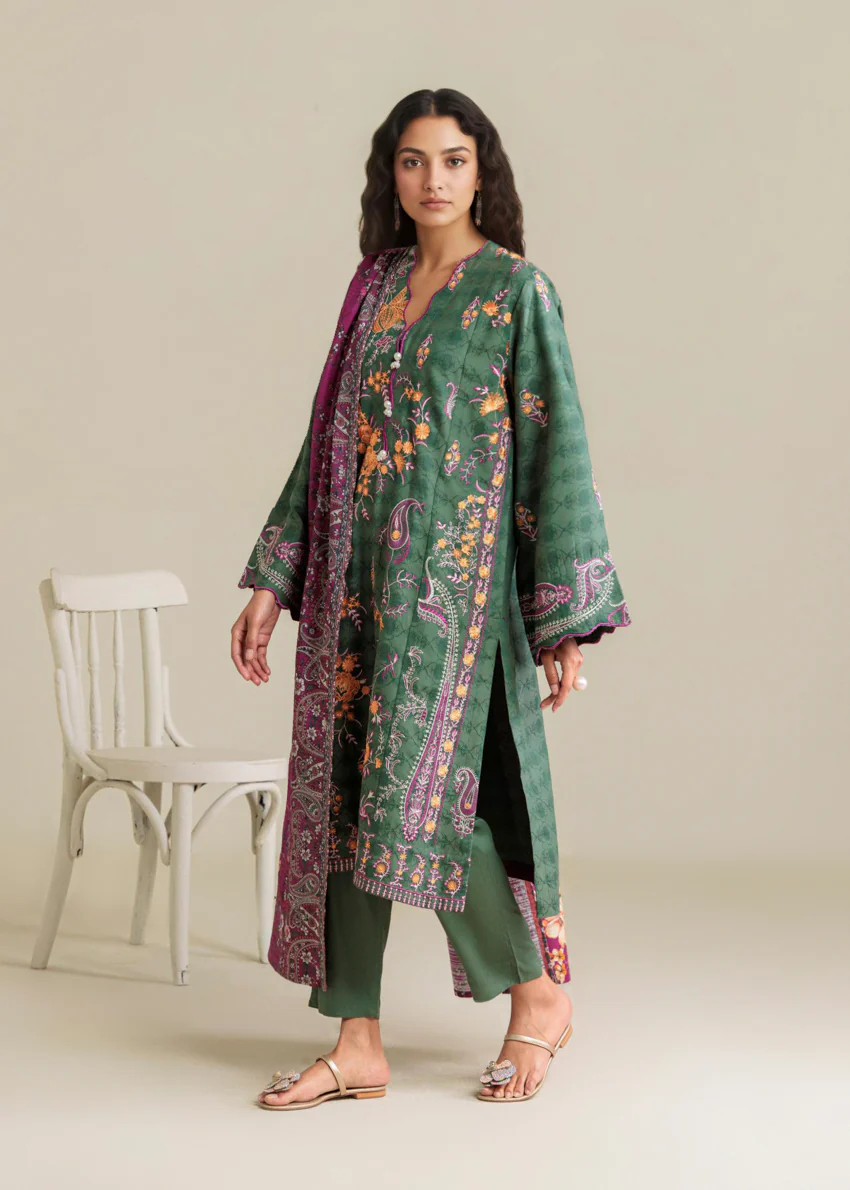 Green-Self-Jacquard-3 Piece (WP3PSSW25S9O13) - Image 6