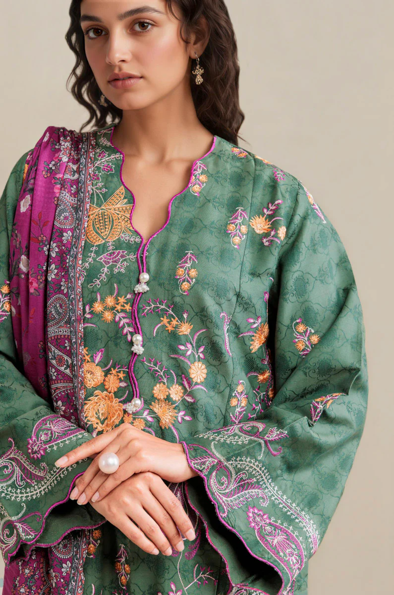 Green-Self-Jacquard-3 Piece (WP3PSSW25S9O13) - Image 7