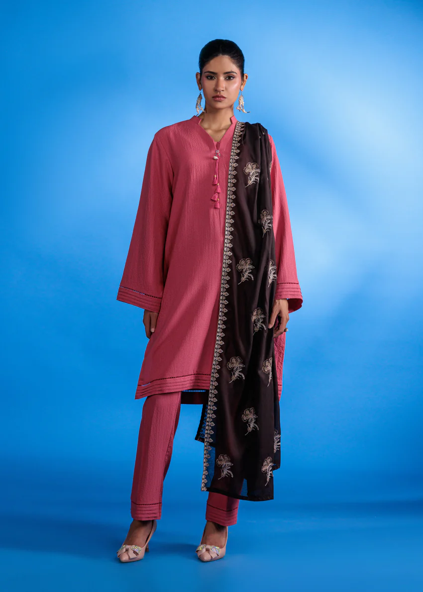 Dyed Cambric Dupatta - (WPDUSBS26F2) - Image 3