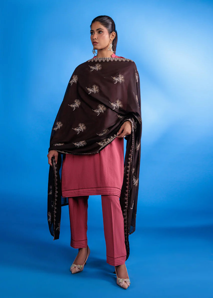 Dyed Cambric Dupatta - (WPDUSBS26F2) - Image 5