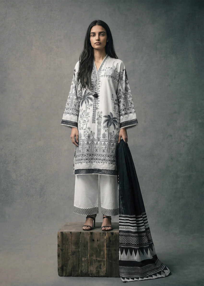 White-Digital Printed Lawn-3 Piece (WU3PPBS26LI4M36)