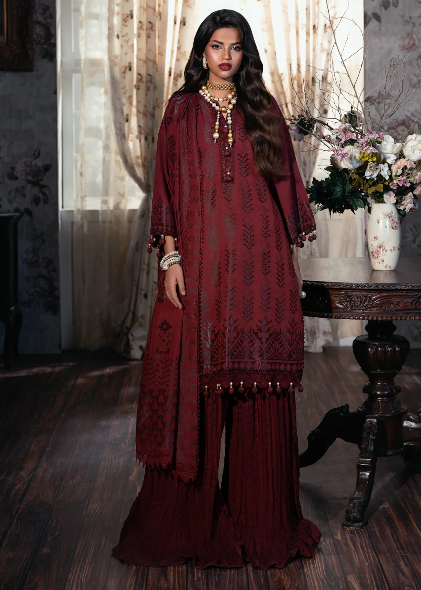 Maroon-Jacquard-3 Pc (WUS25JD3042)
